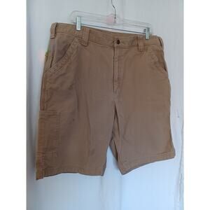 Carhartt Cargo Work Short Men's 38 Tan Rugged Flex Relaxed Fit Rip Stop 0062